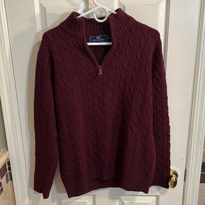 Wool cable knit 1/4 zip